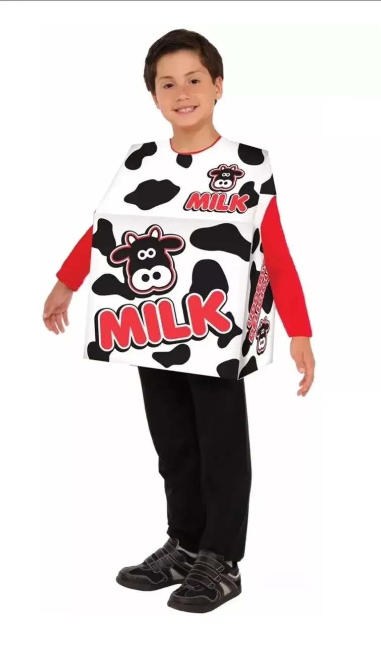 Cow Milk Carton Halloween Costume Drink Snack Child One Size Cosplay